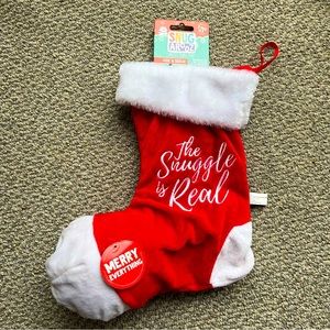 NWT The Snuggle is Real Dog Christmas Holiday Stocking & Squeaker Toy, Red